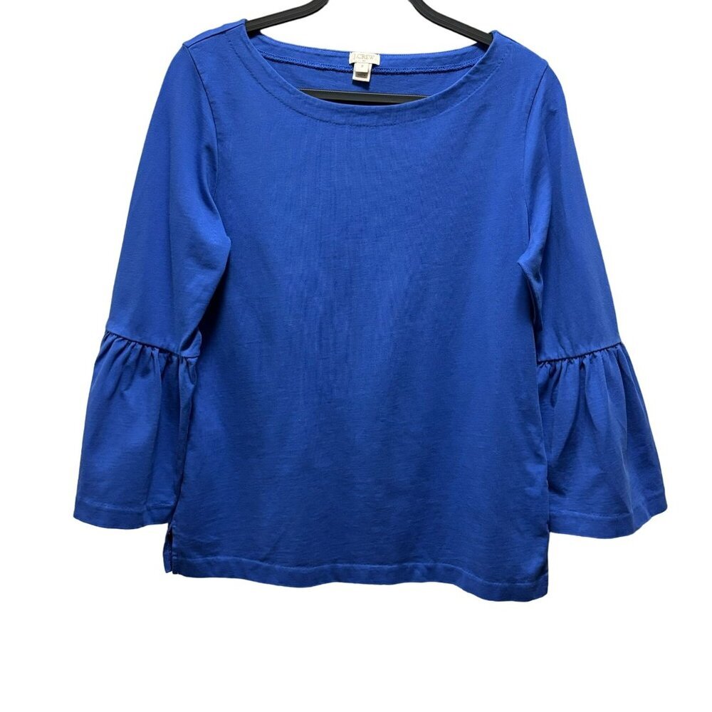 J. Crew Womens Blue 3/4 Bell Sleeve Top Size M